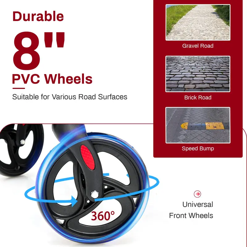 Goplus 2-in-1-Rollator für Senioren – Klappbarer Transportrollstuhl mit 20-cm-Rädern