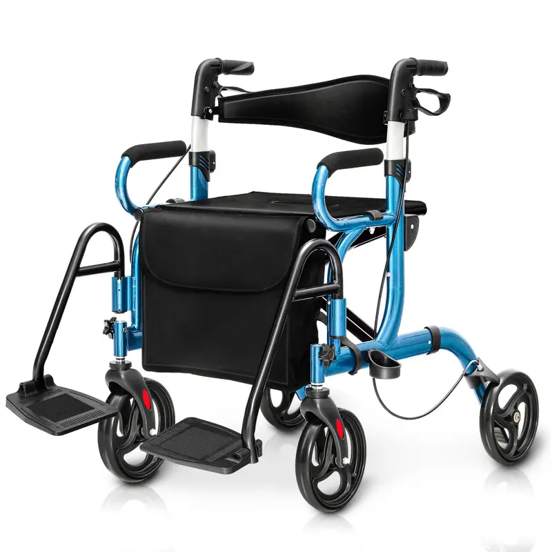 Goplus 2-in-1-Rollator für Senioren | Medizinischer Gehwagen mit Sitz