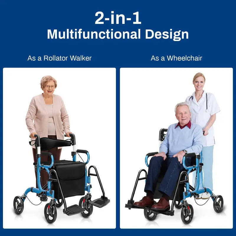 Goplus 2-in-1-Rollator für Senioren | Medizinischer Gehwagen mit Sitz 2