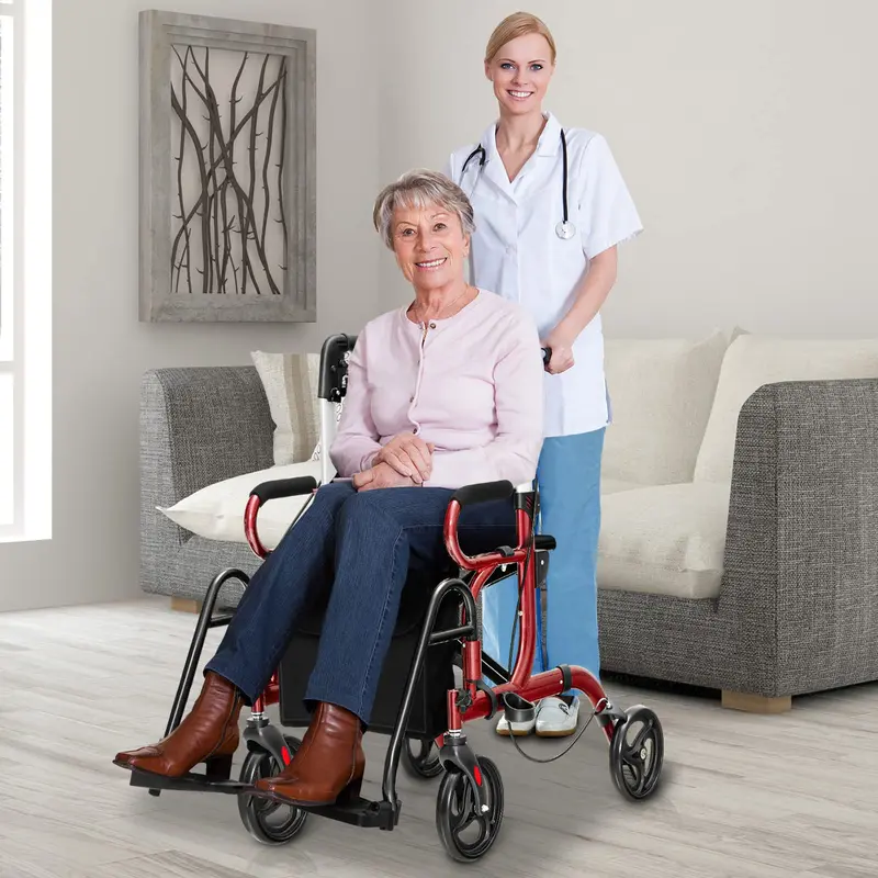 Goplus 2-in-1-Rollator für Senioren, medizinischer Gehwagen mit Sitz 2