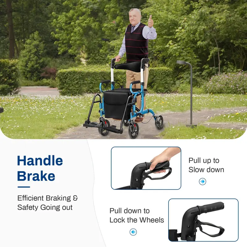 Goplus 2-in-1-Rollator für Senioren | Medizinischer Gehwagen mit Sitz