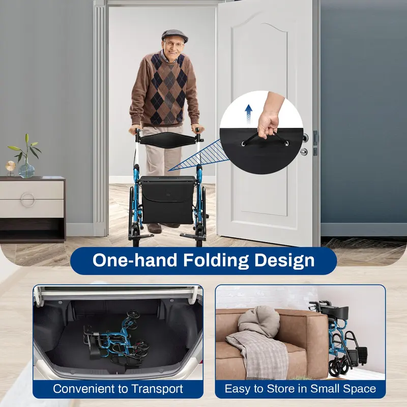 Goplus 2-in-1-Rollator für Senioren | Medizinischer Gehwagen mit Sitz