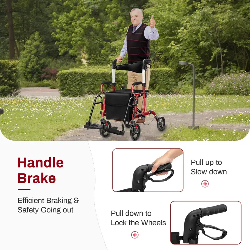 Goplus 2-in-1-Rollator für Senioren, medizinischer Gehwagen mit Sitz
