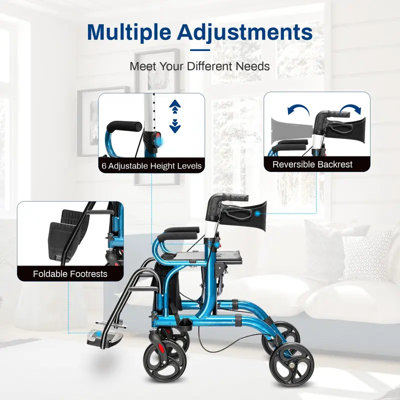 Goplus 2-in-1-Rollator für Senioren | Medizinischer Gehwagen mit Sitz