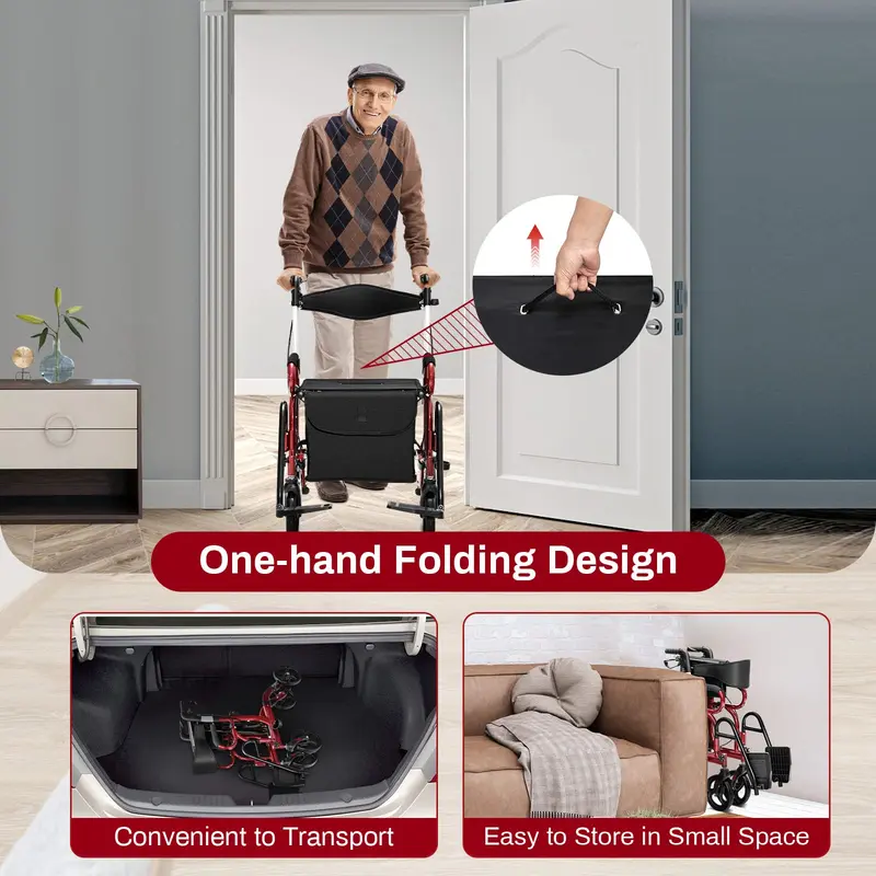 Goplus 2-in-1-Rollator für Senioren, medizinischer Gehwagen mit Sitz