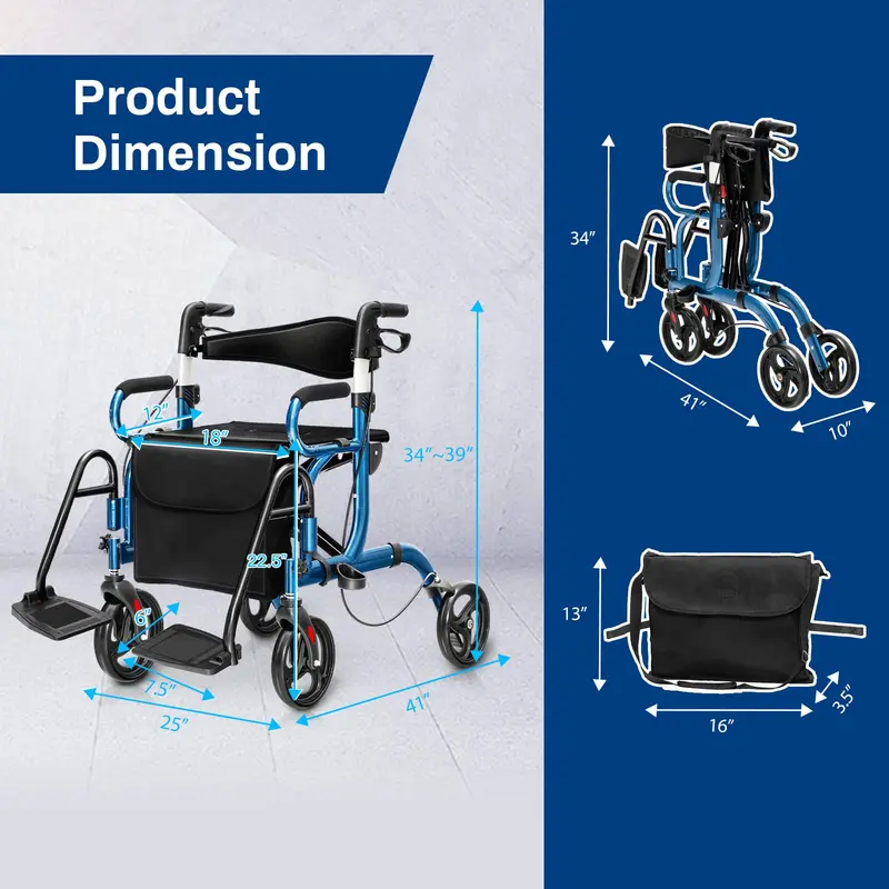 Goplus 2-in-1-Rollator für Senioren | Medizinischer Gehwagen mit Sitz