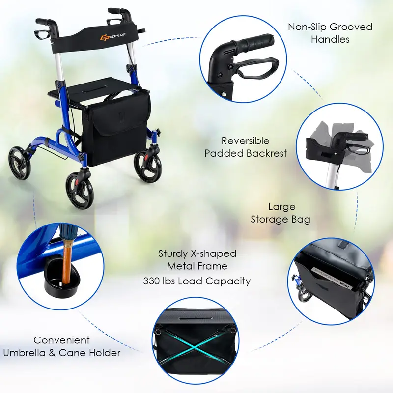 Goplus 2-in-1-Rollator für Senioren mit Sitz