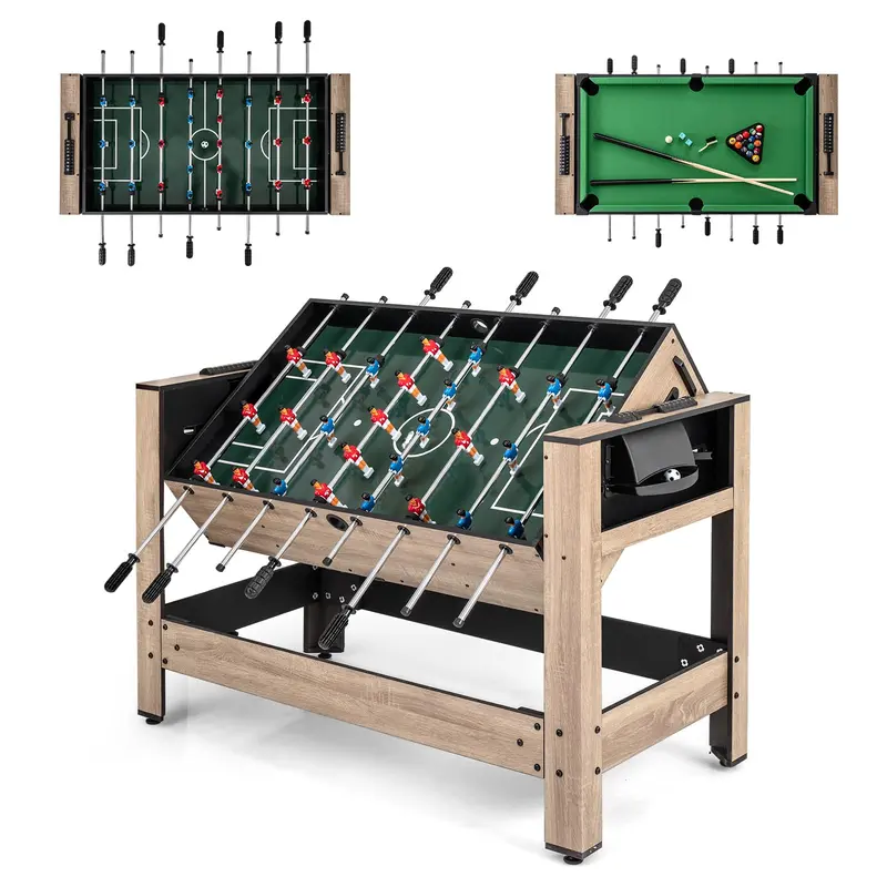 Goplus 2-in-1-Schwenk-Multi-Spiel-Tisch mit Kicker- und Billardfunktion für Erwachsene