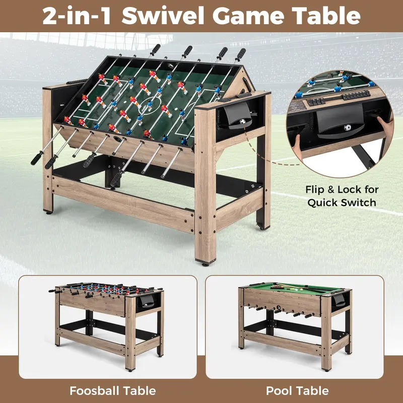 Goplus 2-in-1-Schwenk-Multi-Spiel-Tisch mit Kicker- und Billardfunktion für Erwachsene 2