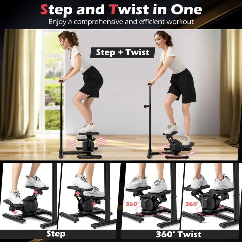 Goplus 2-in-1-Twist-Stepper mit Lenker, Taillendrehplattform und LCD-Monitor 2