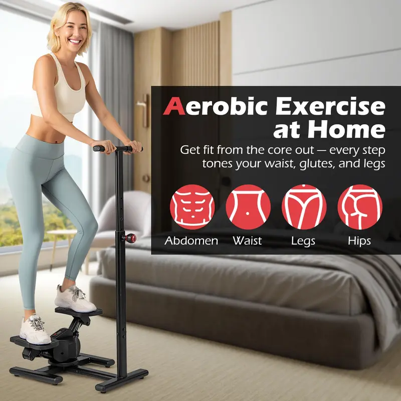 Goplus 2-in-1-Twist-Stepper mit Lenker, Taillendrehplattform und LCD-Monitor