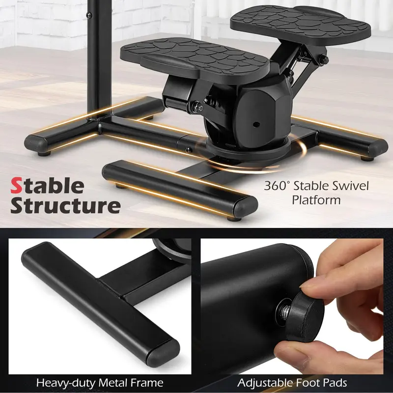 Goplus 2-in-1-Twist-Stepper mit Lenker, Taillendrehplattform und LCD-Monitor
