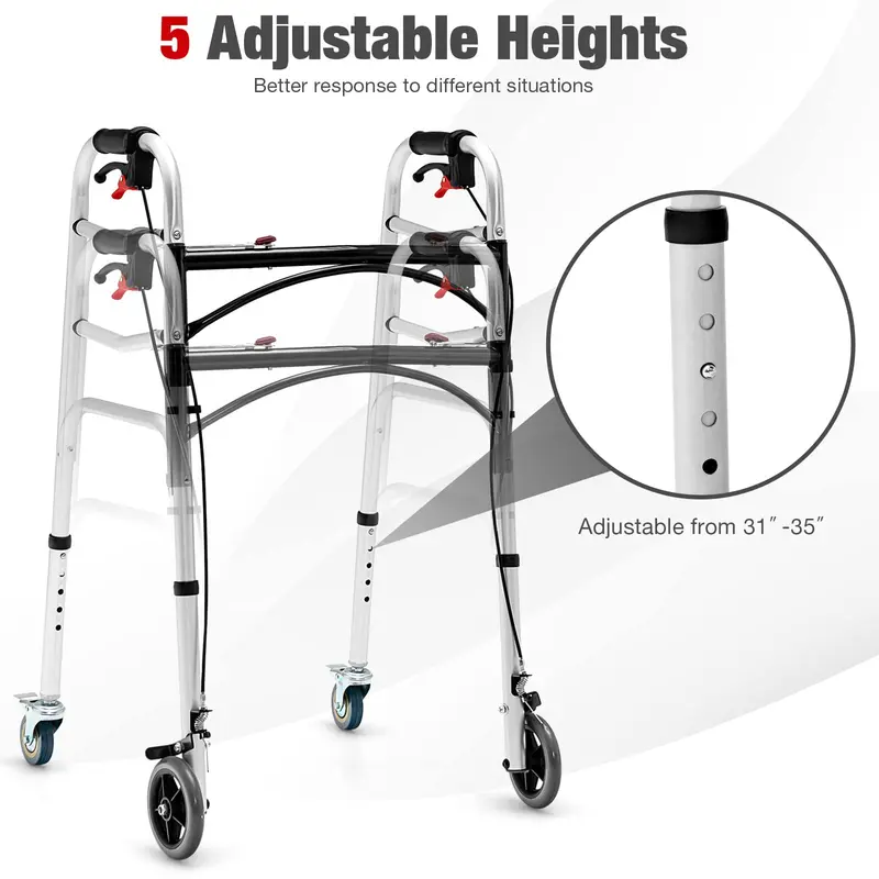 Goplus 2-Knopf-Klappgehwalker für Senioren, 4-in-1-Klappgehwalker