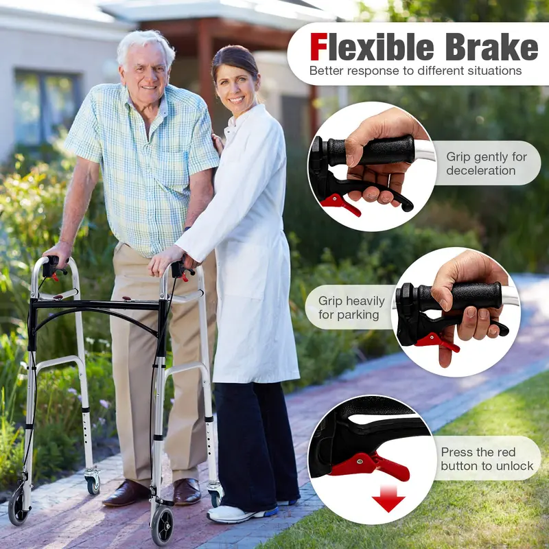 Goplus 2-Knopf-Klappgehwalker für Senioren, 4-in-1-Klappgehwalker