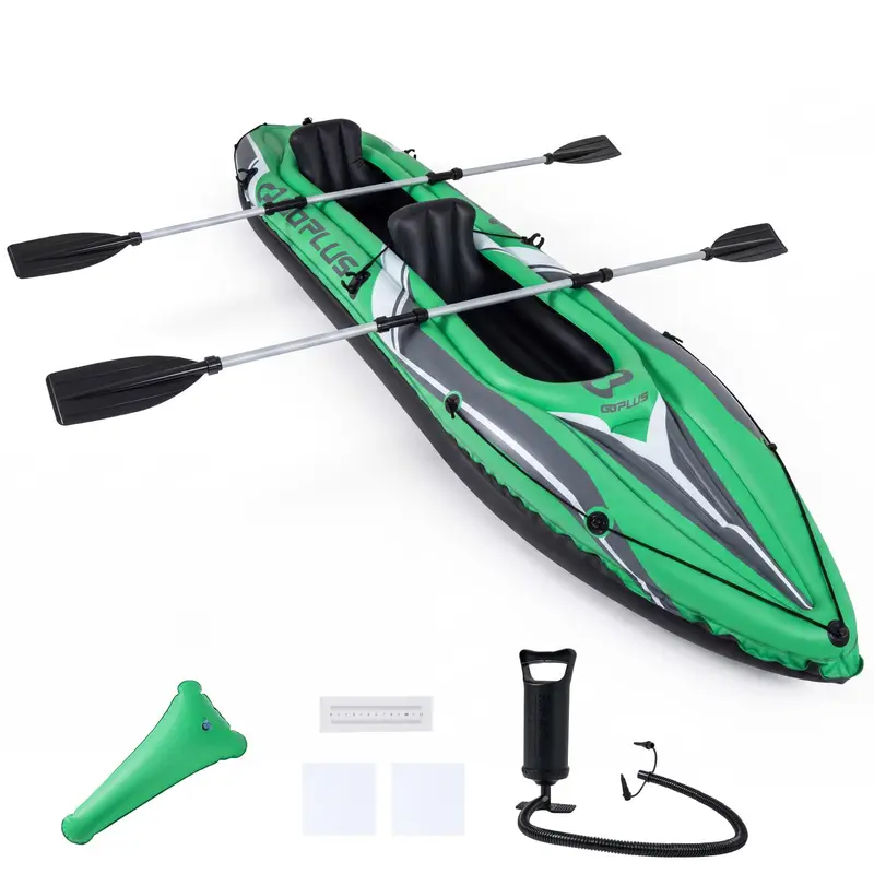 Goplus 2-Personen-Tourenkajak, 3,5 m, mit Aluminiumpaddeln – ideal für Erwachsene zum Angeln auf See und Fluss