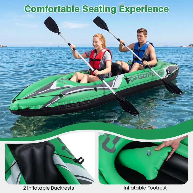 Goplus 2-Personen-Tourenkajak, 3,5 m, mit Aluminiumpaddeln – ideal für Erwachsene zum Angeln auf See und Fluss