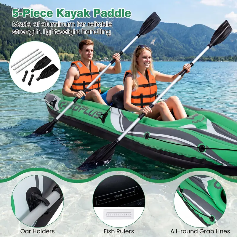 Goplus 2-Personen-Tourenkajak, 3,5 m, mit Aluminiumpaddeln – ideal für Erwachsene zum Angeln auf See und Fluss
