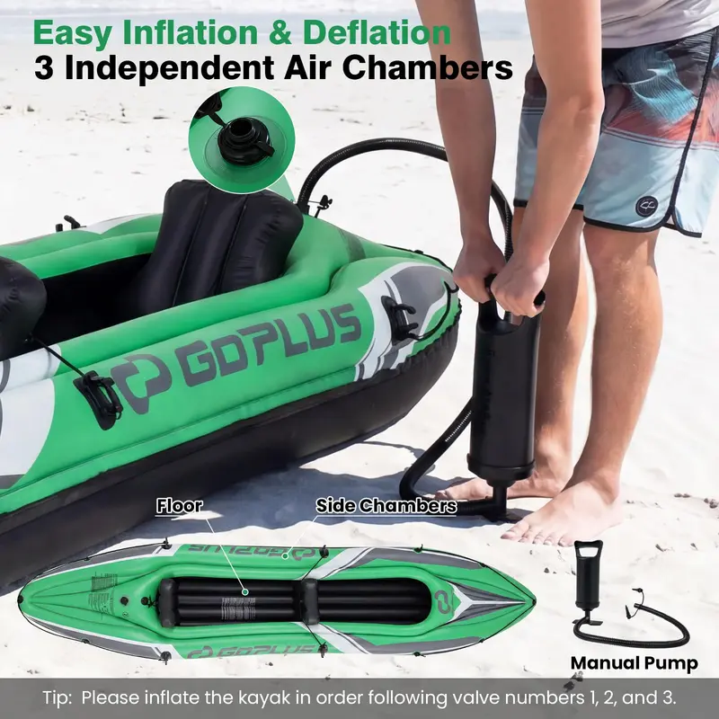 Goplus 2-Personen-Tourenkajak, 3,5 m, mit Aluminiumpaddeln – ideal für Erwachsene zum Angeln auf See und Fluss