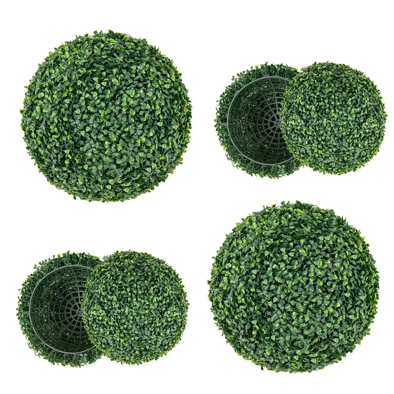 Goplus 2 Stück künstliche Topiary-Kugeln, 40 cm Durchmesser, runde Kunst-Boxwood-Kugeln für Außenbereiche, Hochzeiten und Wohnraum-Dekoration