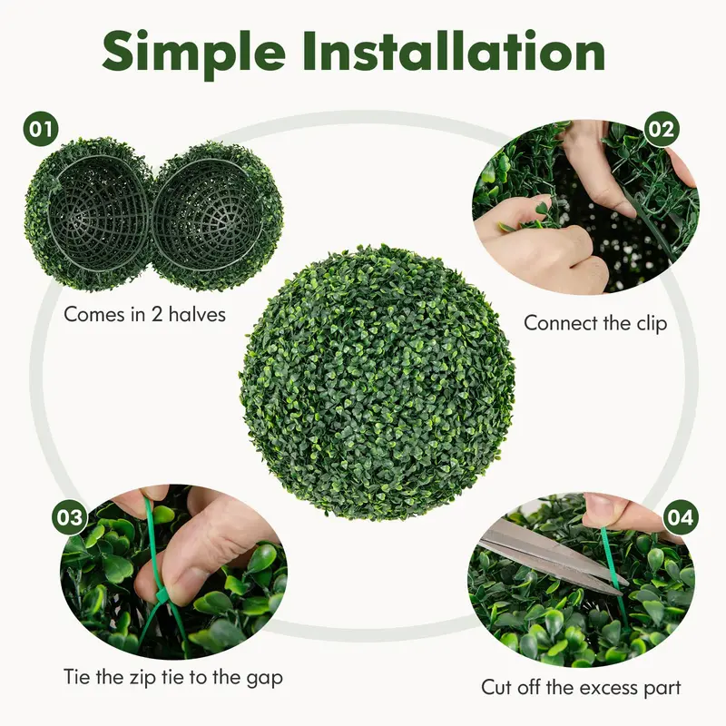 Goplus 2 Stück künstliche Topiary-Kugeln, 40 cm Durchmesser, runde Kunst-Boxwood-Kugeln für Außenbereiche, Hochzeiten und Wohnraum-Dekoration