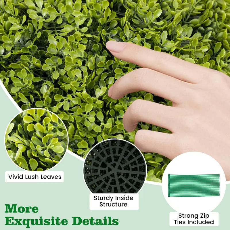 GoPlus 2 Stück künstliche Topiary-Kugeln aus Kunstbox, 20 Zoll (ca. 50 cm), runde, flauschige Blätter für Außenbereich