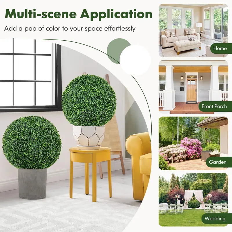 Goplus 2 Stück künstliche Topiary-Kugeln aus Kunstboxwood, 20 Zoll (ca. 50 cm), für Außen- und Innenbereich