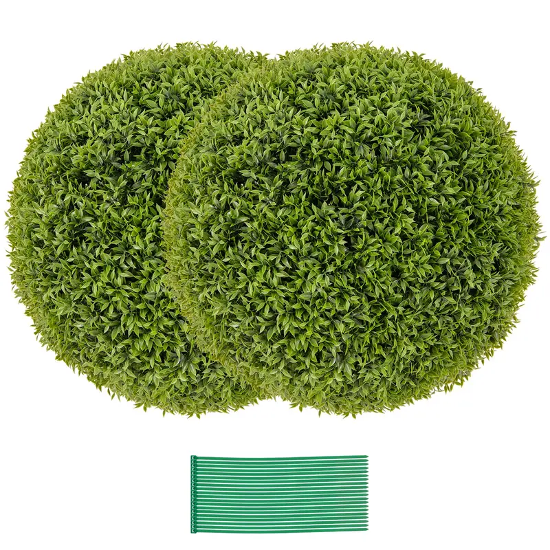 Goplus 2 Stück künstliche Topiary-Kugeln aus Kunstboxwood, Durchmesser 50 cm – runde, sonnenbeständige Kunstpflanzen für den Außenbereich mit UV-beständigen PE-Blättern