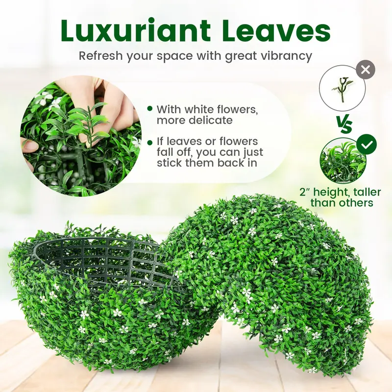 Goplus 2 Stück künstliche Topiary-Kugeln aus Kunstholly, Durchmesser 49,5 cm