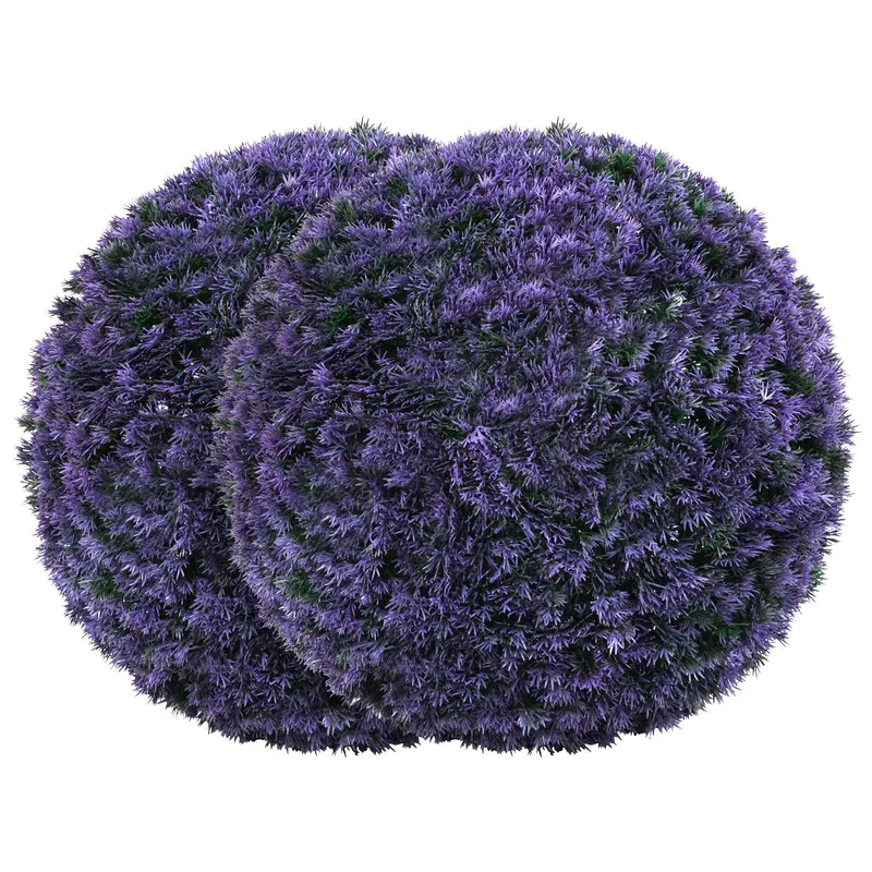 Goplus 2 Stück künstliche Topiary-Kugeln aus Kunststoff, Durchmesser 38 cm, lavendelfarbene Kunst-Lavendelkugeln für Außenbereiche