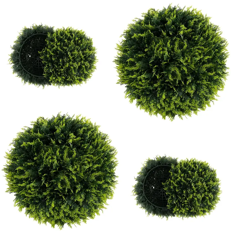 Goplus 2 Stück künstliche Zedern-Topiary-Kugeln, 45 cm Durchmesser, runde Kunst-Cypressen für Außenbereiche, künstliche Pflanzenkugeln