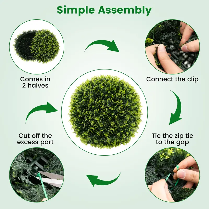 Goplus 2 Stück künstliche Zedern-Topiary-Kugeln, 55 cm Durchmesser, runde Kunst-Zypressen-Kugeln für Außenbereiche, künstliche Pflanzenkugeln