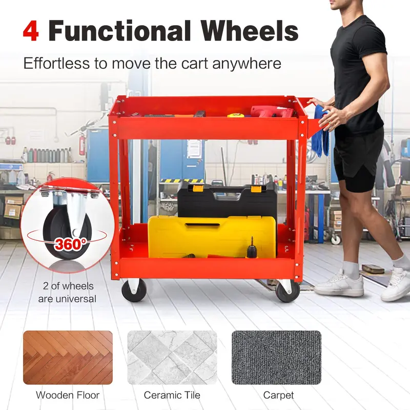 Goplus 2-stufiger Universalwagen, robustes Gewerbe-Servicefahrzeug