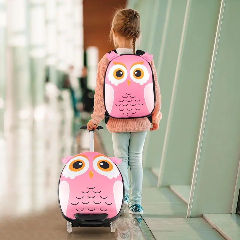 Goplus 2-teiliges Kinder-Handgepäckset, 16" Rollkoffer & 12" Rucksack 2