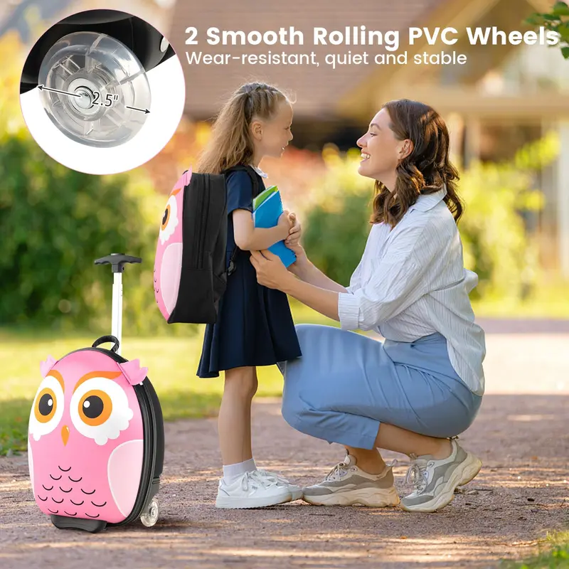 Goplus 2-teiliges Kinder-Handgepäckset, 16" Rollkoffer & 12" Rucksack