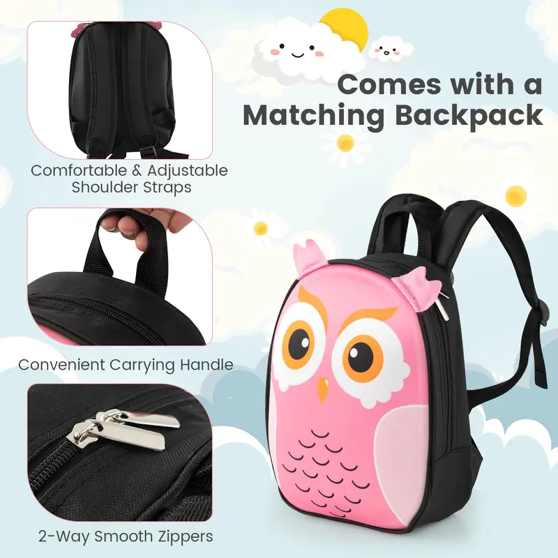 Goplus 2-teiliges Kinder-Handgepäckset, 16" Rollkoffer & 12" Rucksack