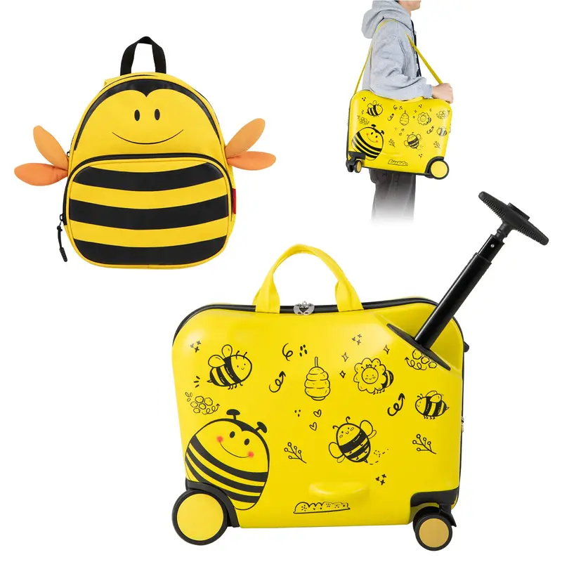 Goplus 2-teiliges Kinder-Koffer-Set: 18"-Handgepäck & Fahrbarer Koffer mit Spinner-Rädern