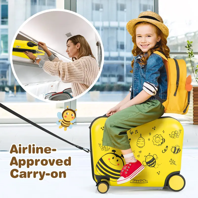 Goplus 2-teiliges Kinder-Koffer-Set: 18"-Handgepäck & Fahrbarer Koffer mit Spinner-Rädern