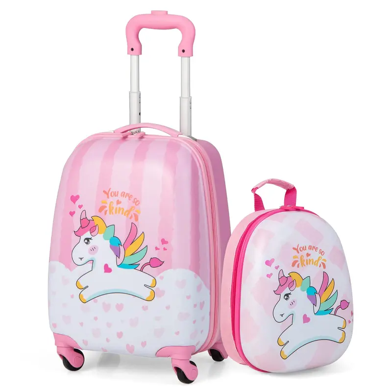 Goplus 2-teiliges Kindergepäckset, 12" & 16" Handgepäck für Kinder, leichte Spinner-Koffer