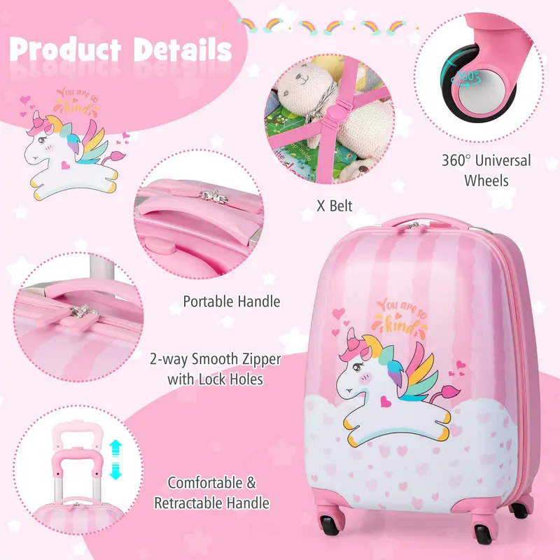 Goplus 2-teiliges Kindergepäckset, 12" & 16" Handgepäck für Kinder, leichte Spinner-Koffer