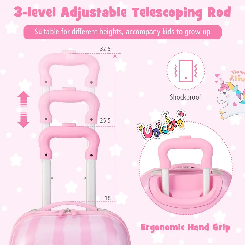Goplus 2-teiliges Kindergepäckset, 12" & 16" Handgepäck für Kinder, leichte Spinner-Koffer