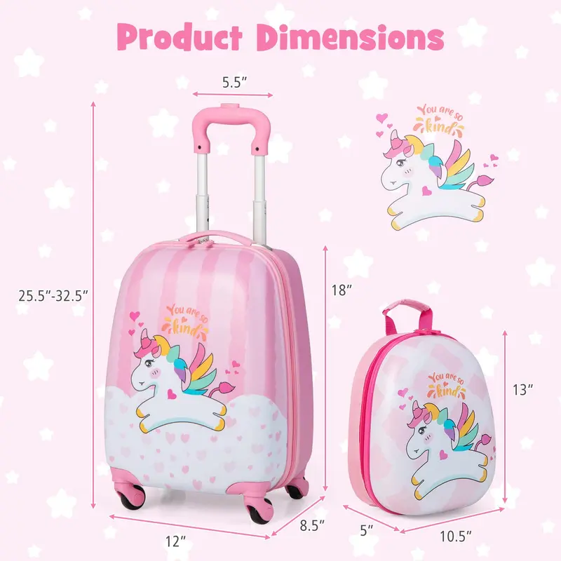 Goplus 2-teiliges Kindergepäckset, 12" & 16" Handgepäck für Kinder, leichte Spinner-Koffer