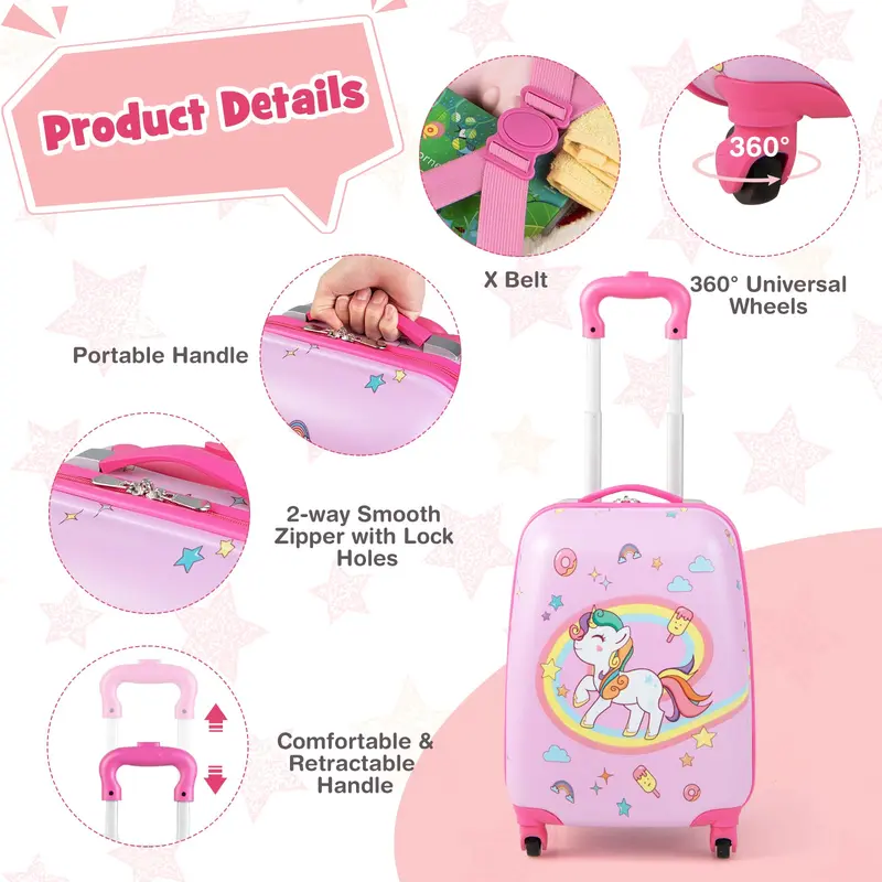 Goplus 2-tlg. Kindergepäckset, 30 cm & 40 cm, leichtes Spinner-Koffer-Set für Jungen und Mädchen