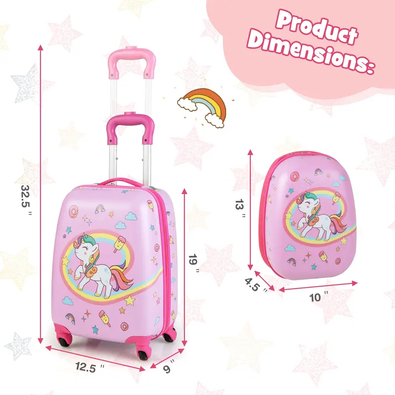 Goplus 2-tlg. Kindergepäckset, 30 cm & 40 cm, leichtes Spinner-Koffer-Set für Jungen und Mädchen