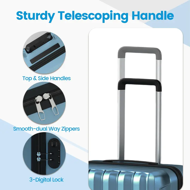 GoPlus 20/24/28 Zoll leichte Hartschalen-Koffersets mit 360°-Spinner-Rädern (3-teilig, vertikale Streifenoptik) 2
