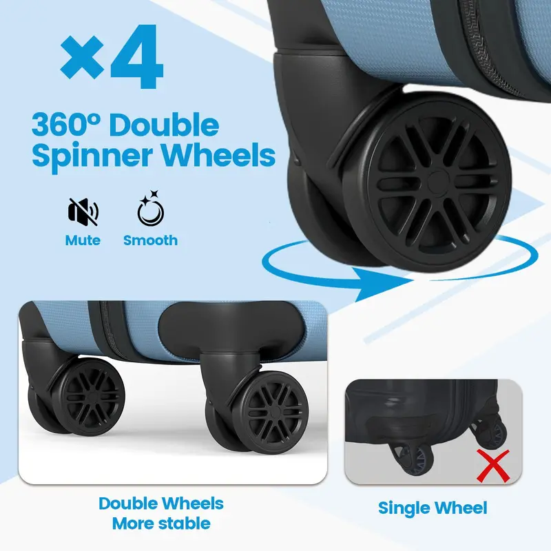 GoPlus 20/24/28 Zoll leichte Hartschalen-Koffersets mit 360°-Spinner-Rädern (3-teilig, vertikale Streifenoptik)