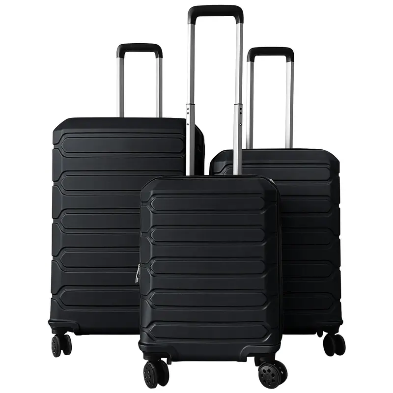 GoPlus 20/24/28 Zoll leichte Hartshell-Koffer mit 360°-Spinner-Rädern (3-teiliges Set mit Kreuzstreifen-Muster)