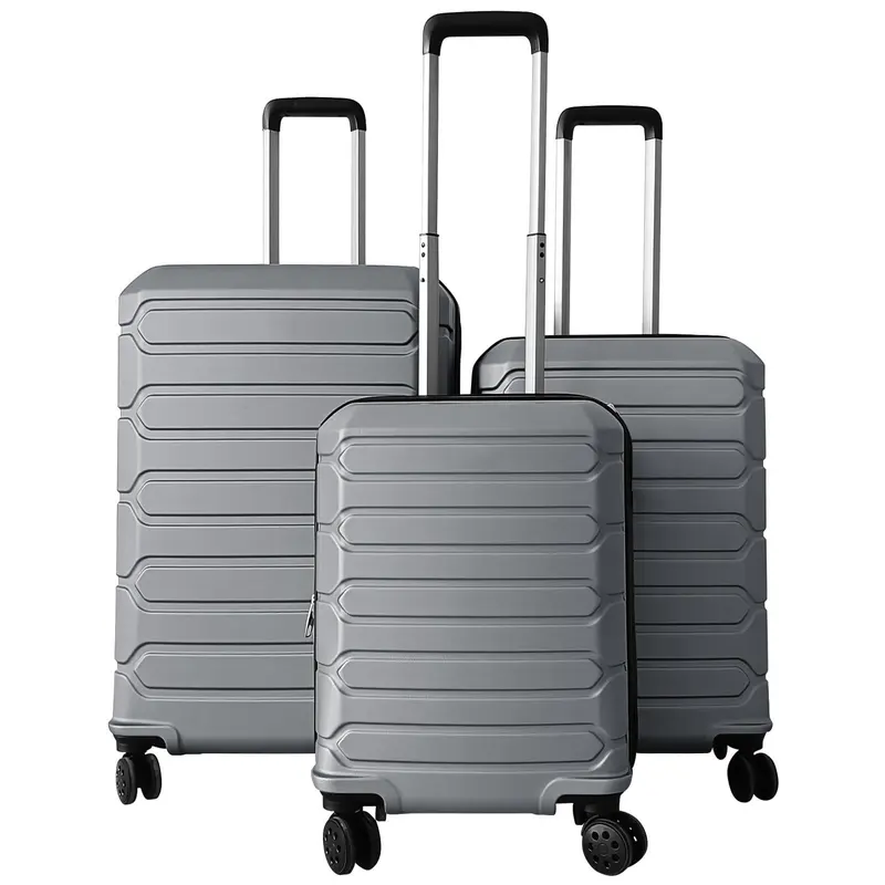 GoPlus 20/24/28 Zoll leichte Hartshell-Koffer mit 360°-Spinner-Rädern (3-teiliges Set mit Kreuzstreifen-Muster)