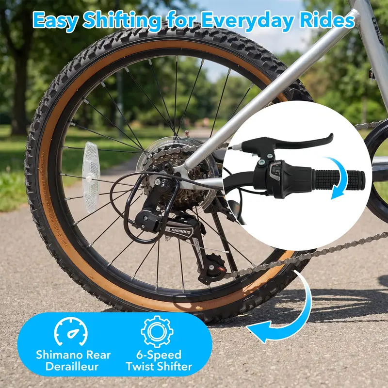 Goplus 20" LED-beleuchtetes Hybrid-Fahrrad mit Stereo-Lautsprechern und Rahmen aus hochfestem Kohlenstoffstahl