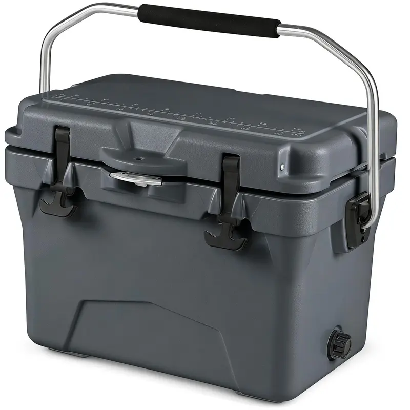 Goplus 20-Quart-isolierte Eiskühlbox mit tragbaren Griffen, Getränkehaltern und Maßstab für Camping und Angeln