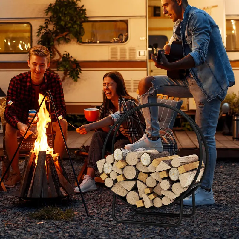 Goplus 20" runder, robustes Metall-Logenständer mit gebogener Form und Standfuß für Innen- und Außenbereich